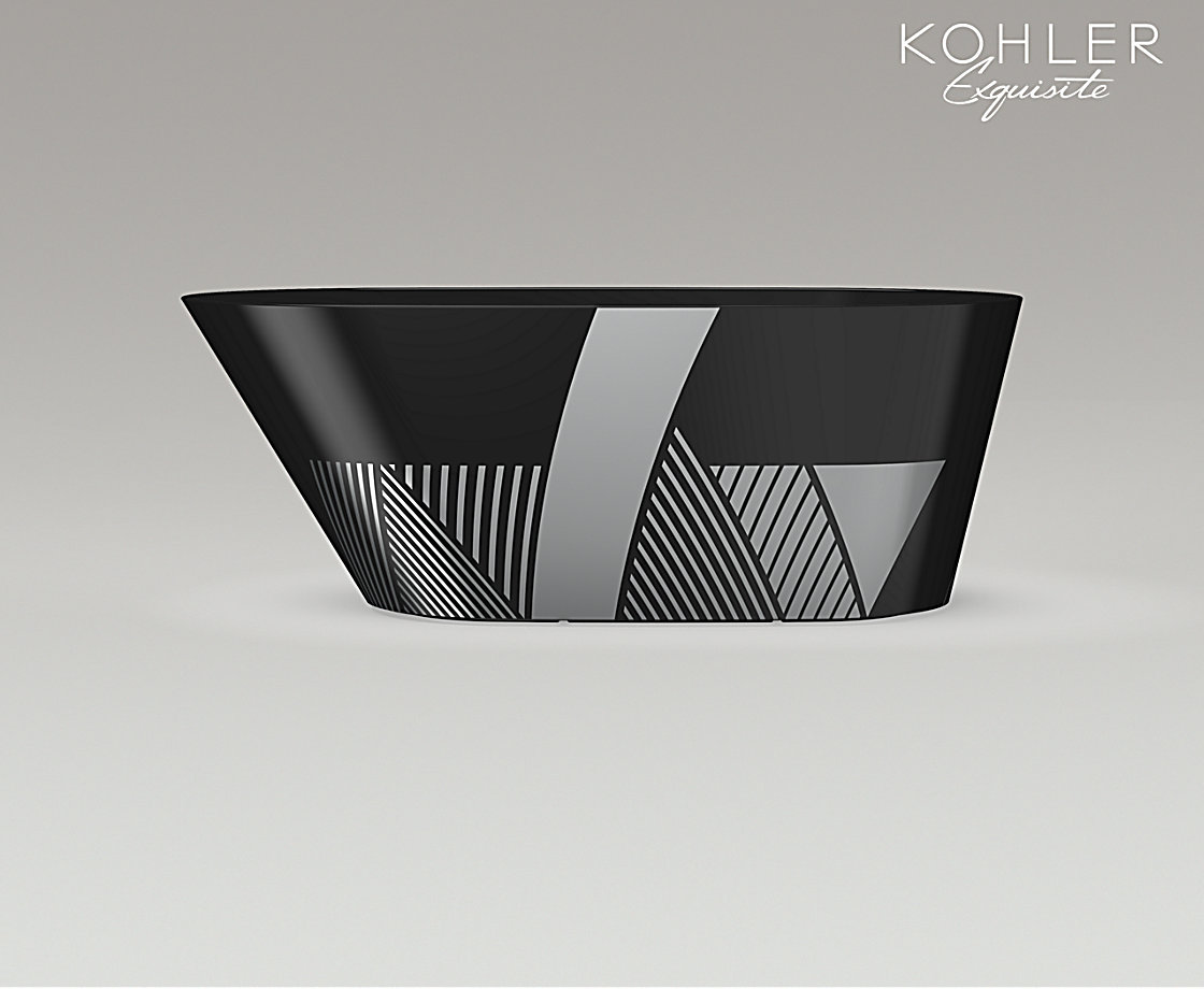 凌越臻彩绘印灵雅石浴缸(黑灰)