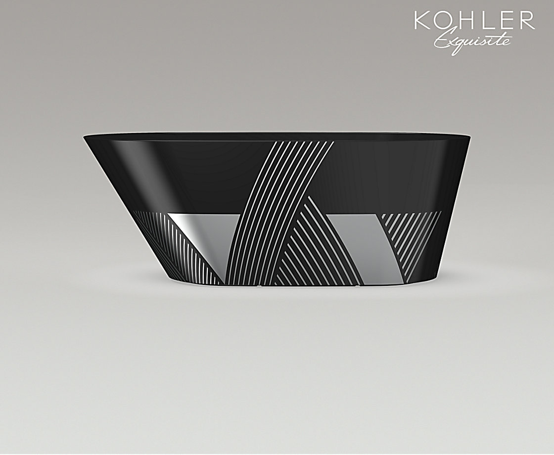 凌越臻彩绘印灵雅石浴缸(黑灰)