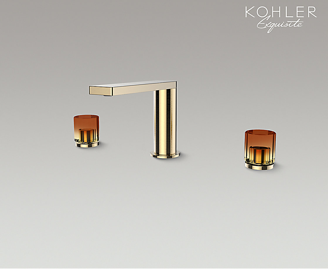 COMPOSED® 柏诗琉光晶韵系列 柏诗双把缸边式浴缸龙头琥珀金琉璃把手