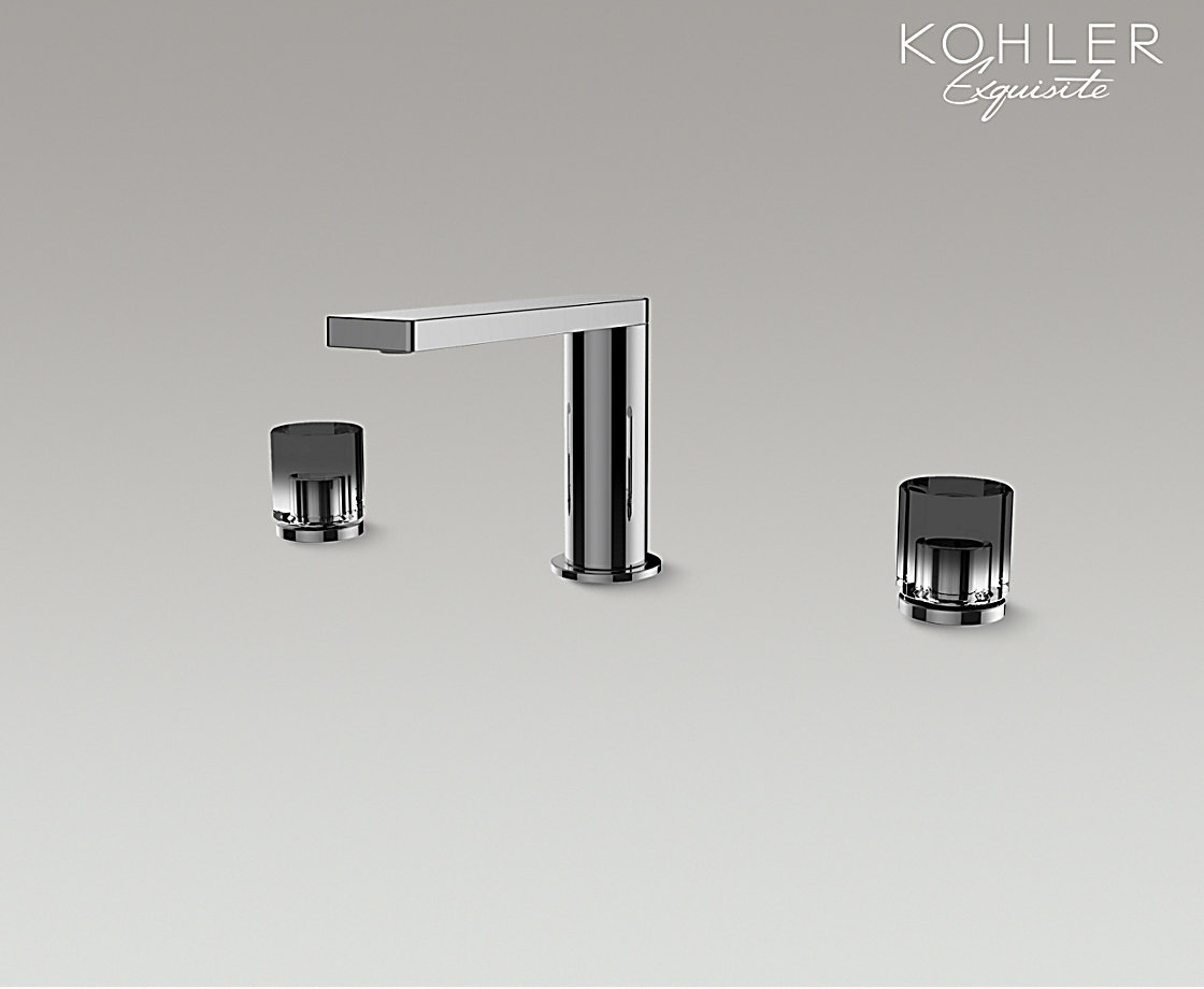 柏诗双把缸边式浴缸龙头水墨灰琉璃把手