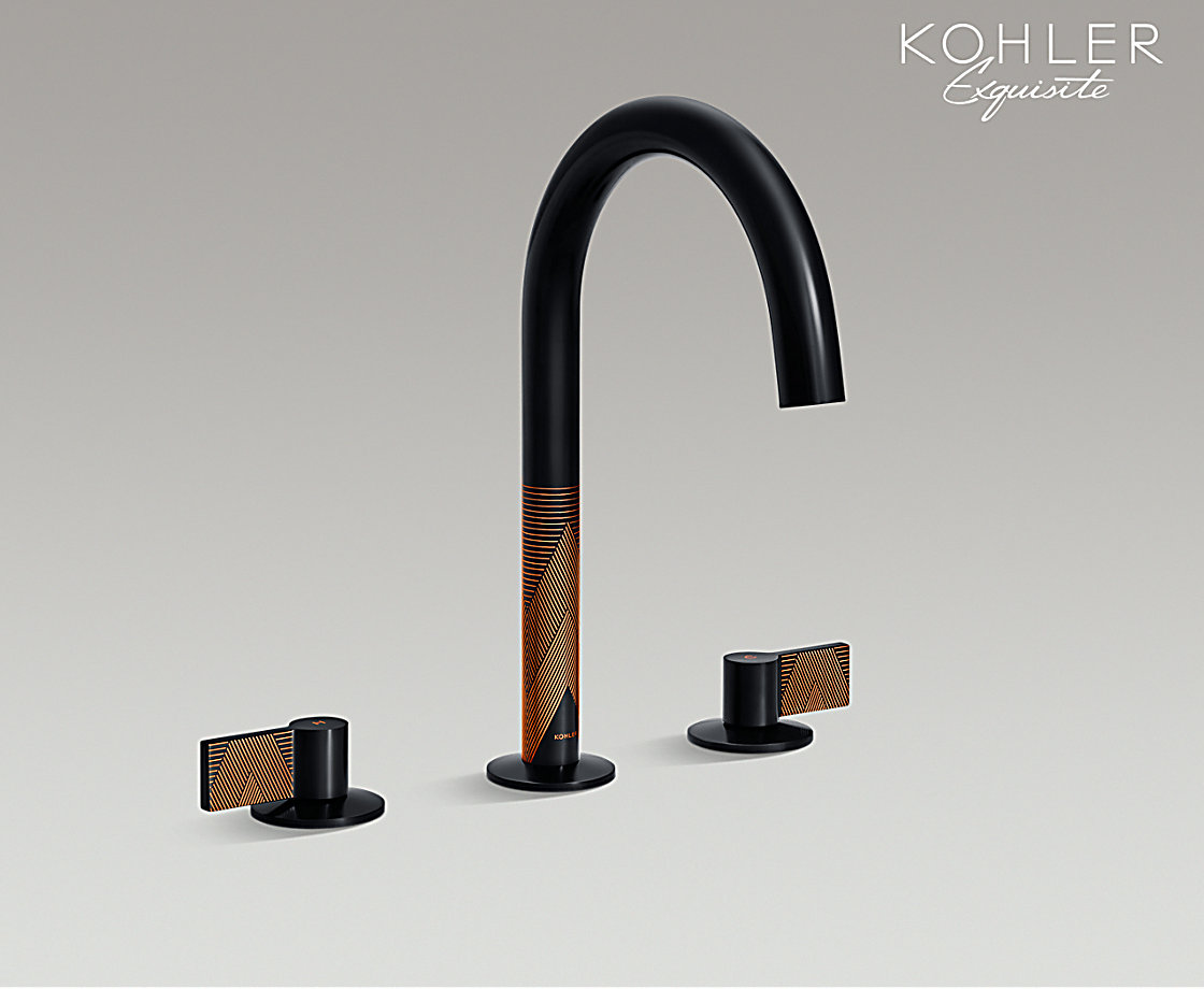 艺廷臻彩绘印双把缸边式浴缸龙头