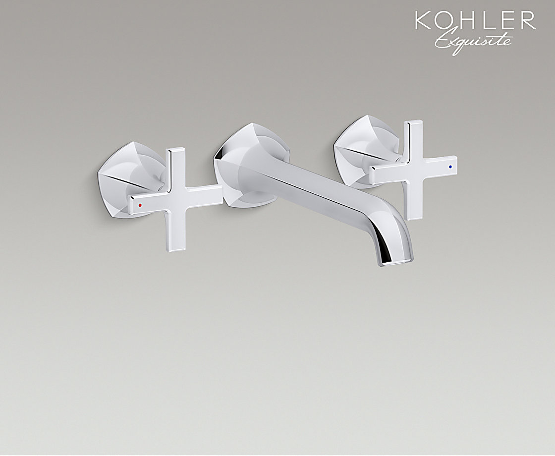 凯诗双把墙出水脸盆龙头_不含阀芯(十字型把手)