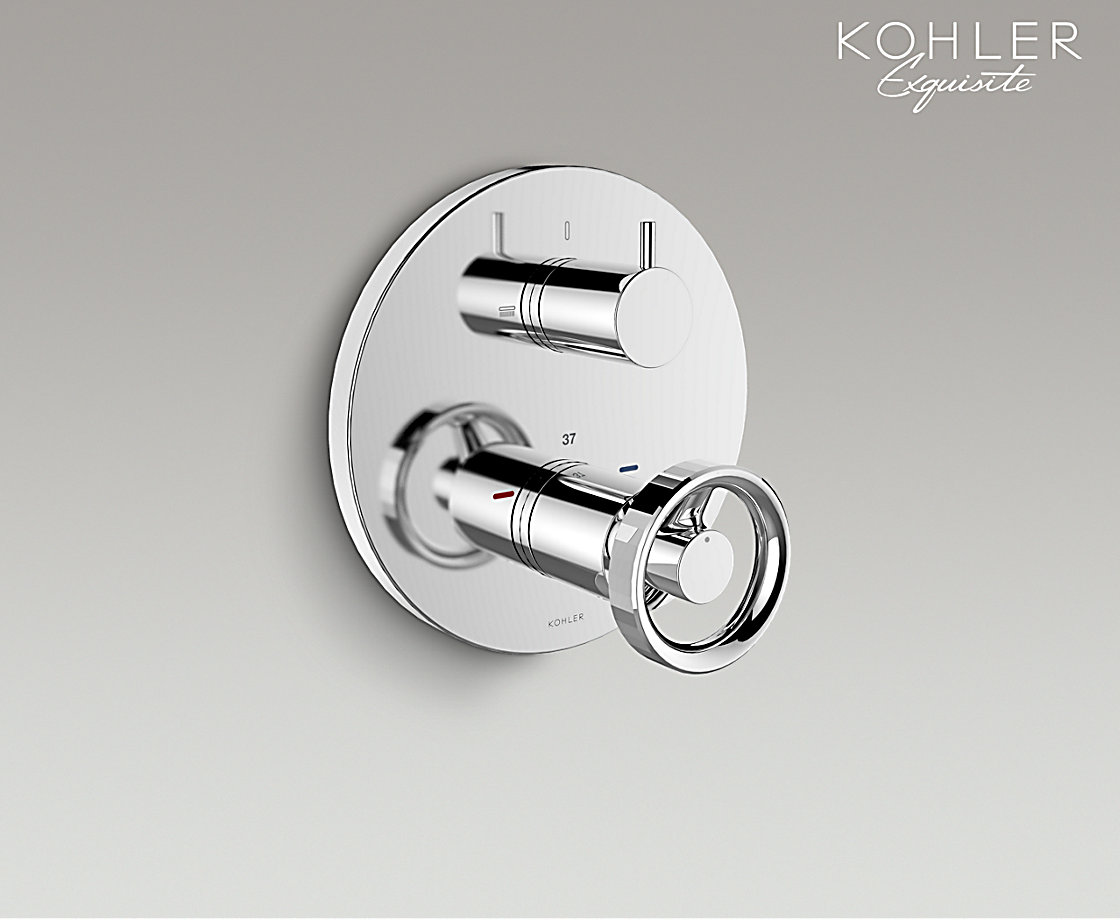 智配入墙式恒温浴缸花洒阀芯及面板艺廷轮型把手