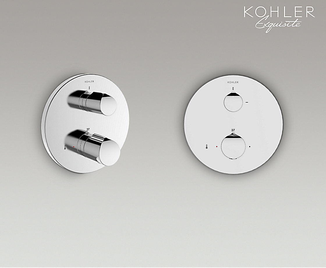 智配入墙式恒温花洒阀芯及面板艾非把手