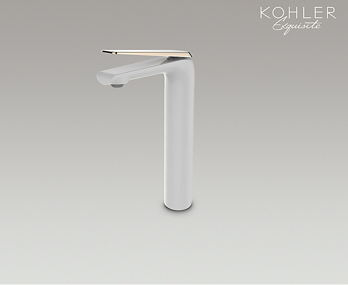 艾非单把碗盆龙头(高出水口) 白色本体搭配原质黑把手