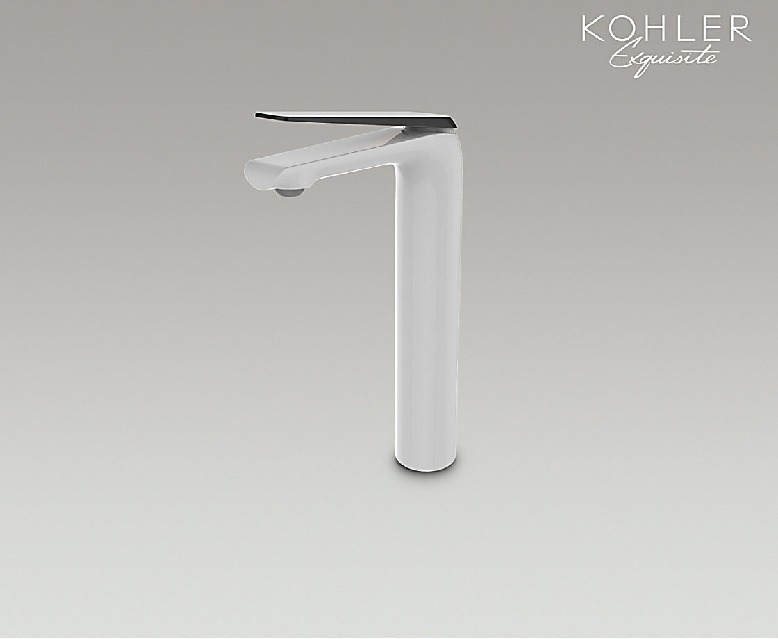 艾非单把碗盆龙头(高出水口) 白色本体搭配原质黑把手