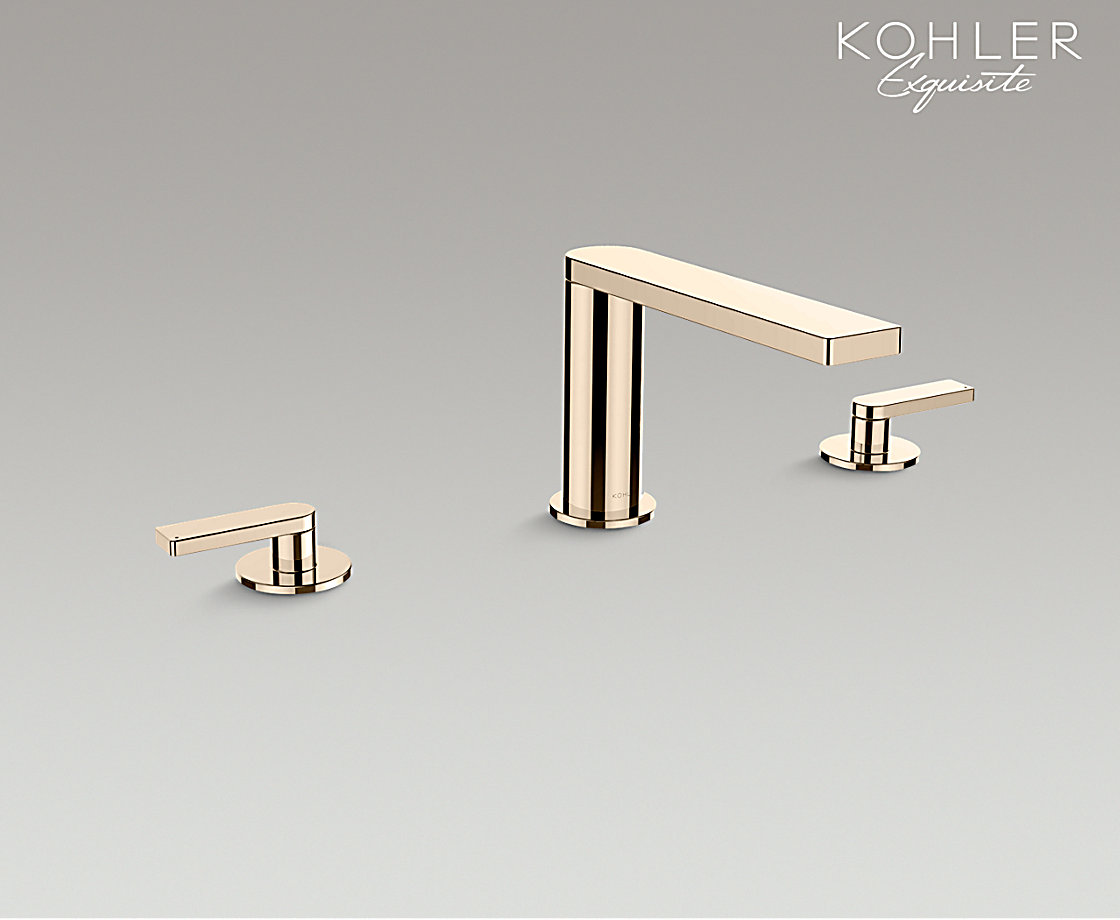 柏诗双把缸边式浴缸龙头杆型把手