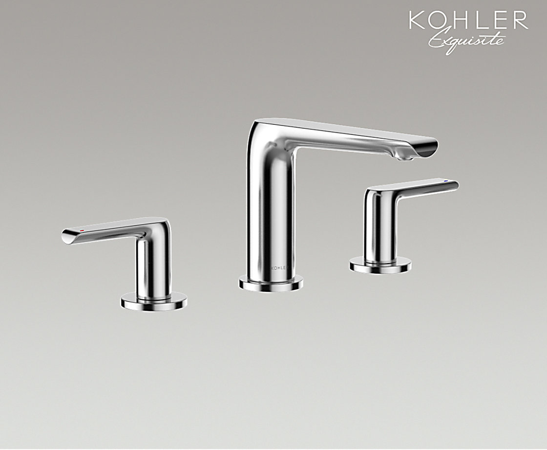 艾非缸边式双把浴缸龙头