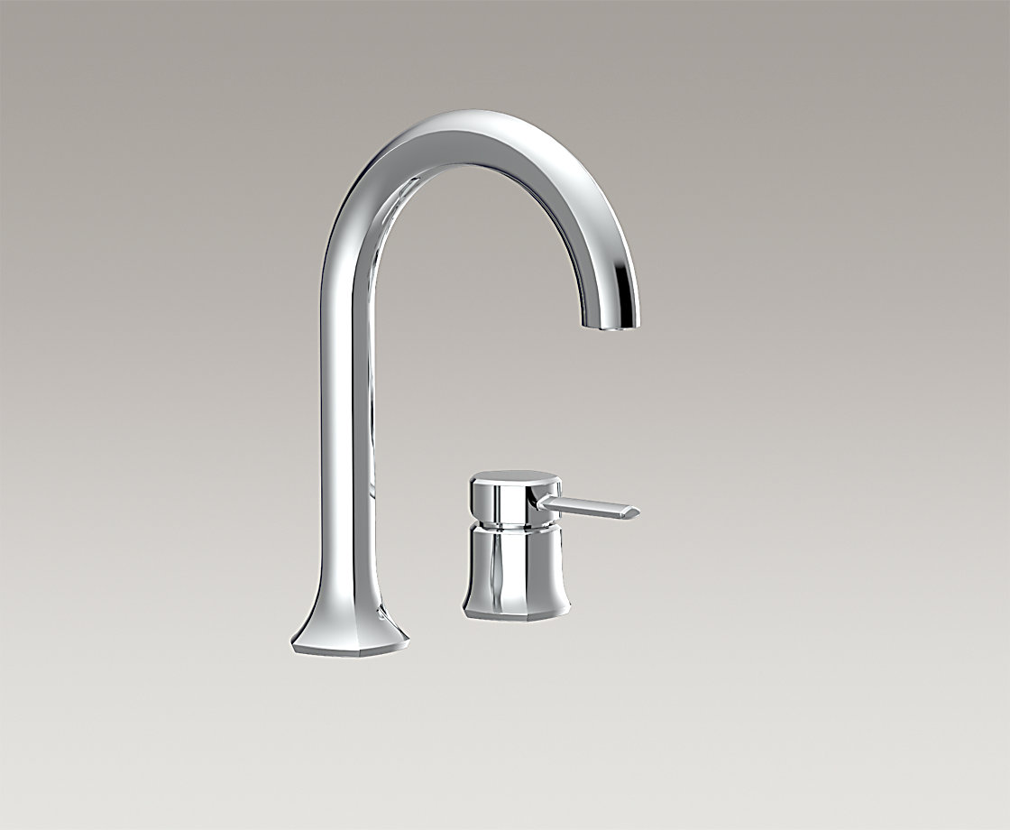 凯诗2孔缸边式浴缸龙头(曲管型出水嘴,杆型把手)