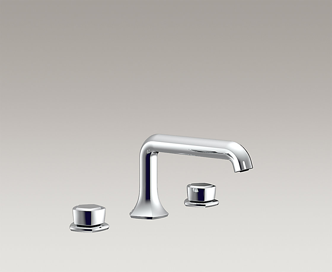 凯诗双把缸边浴缸龙头(直杆型出水嘴,柱型把手)