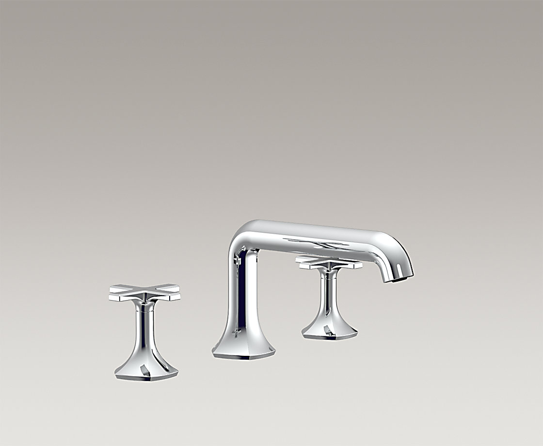 凯诗双把缸边浴缸龙头(直杆型出水嘴,十字型把手)