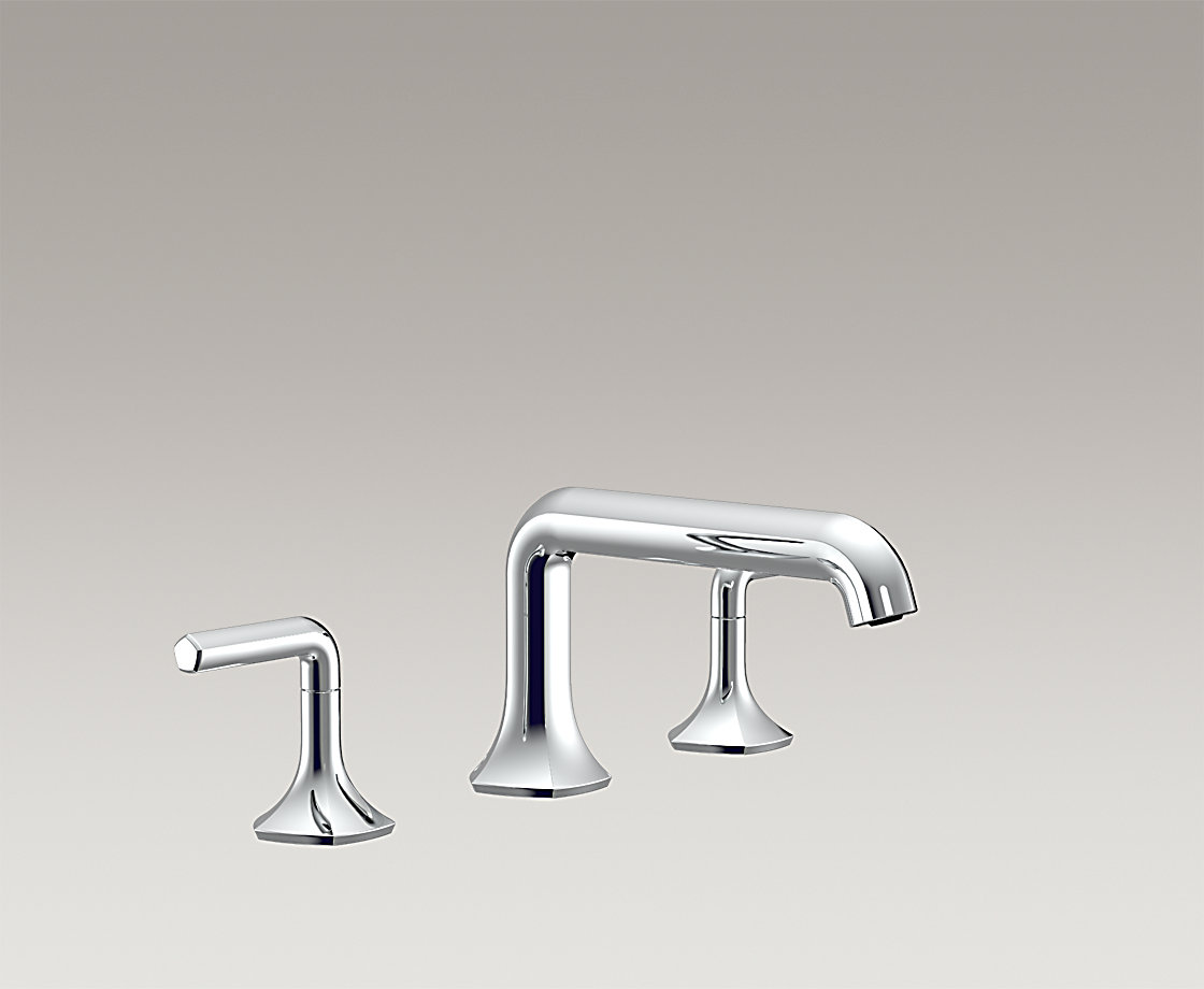 凯诗双把缸边浴缸龙头(直杆型出水嘴,杆型把手)