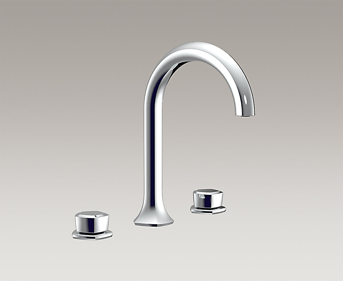 凯诗双把缸边浴缸龙头(曲管型出水嘴,柱型把手)