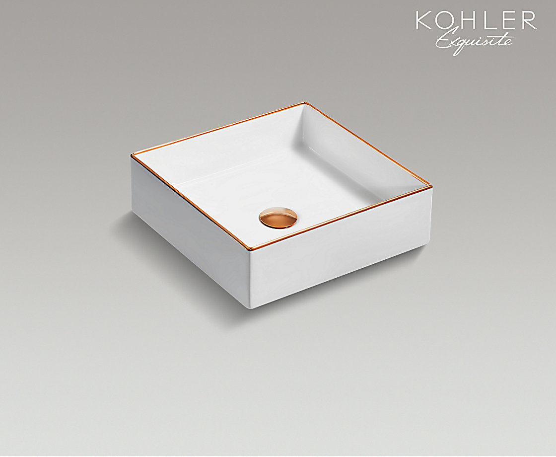 MICA 丝嘉 星钻方形艺术台盆玫瑰金