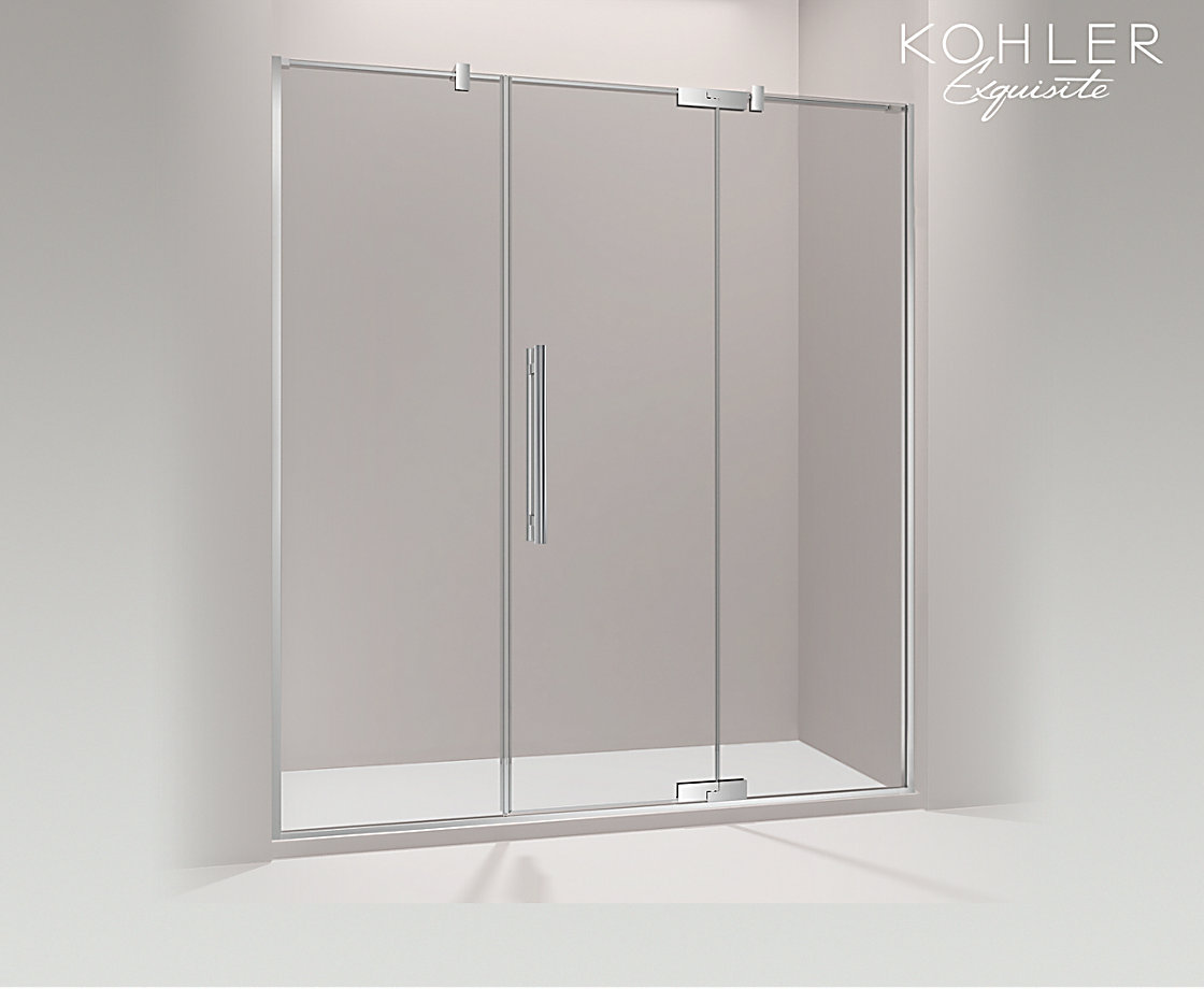 NEW PURIST®新飘瑞诗淋浴房，开门一字型(两扇固定玻璃 一扇门玻璃)