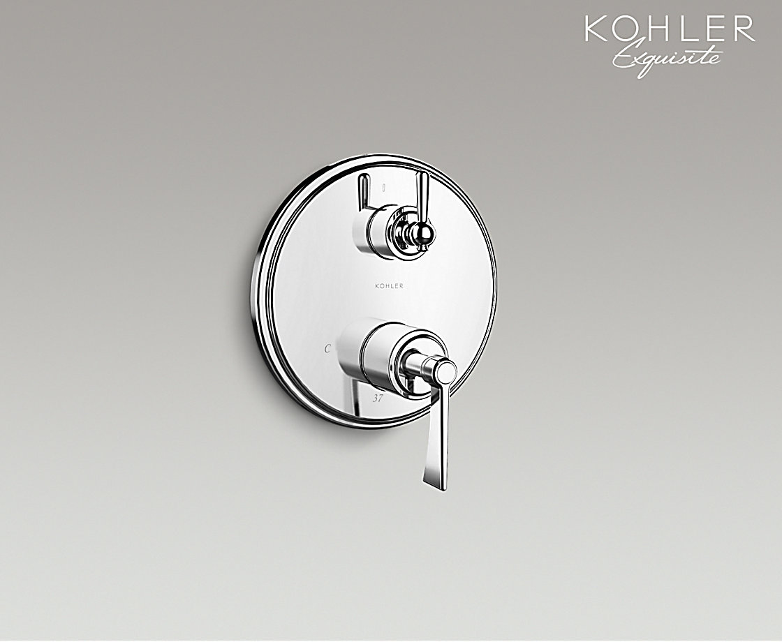 智配阀芯系列 智配 圆形恒温入墙式花洒阀芯及面板（雅琦把手）