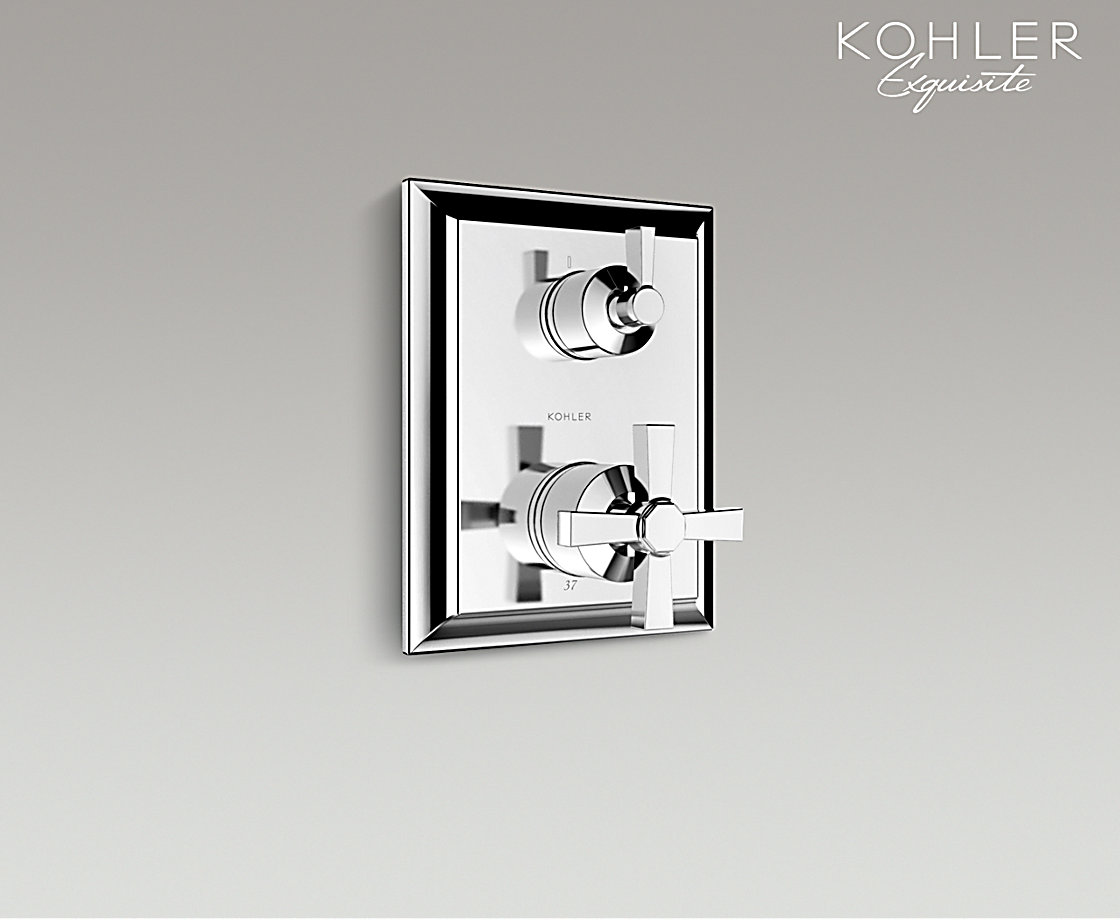 智配阀芯系列 智配 方形恒温入墙式花洒阀芯及面板（宾斯把手）