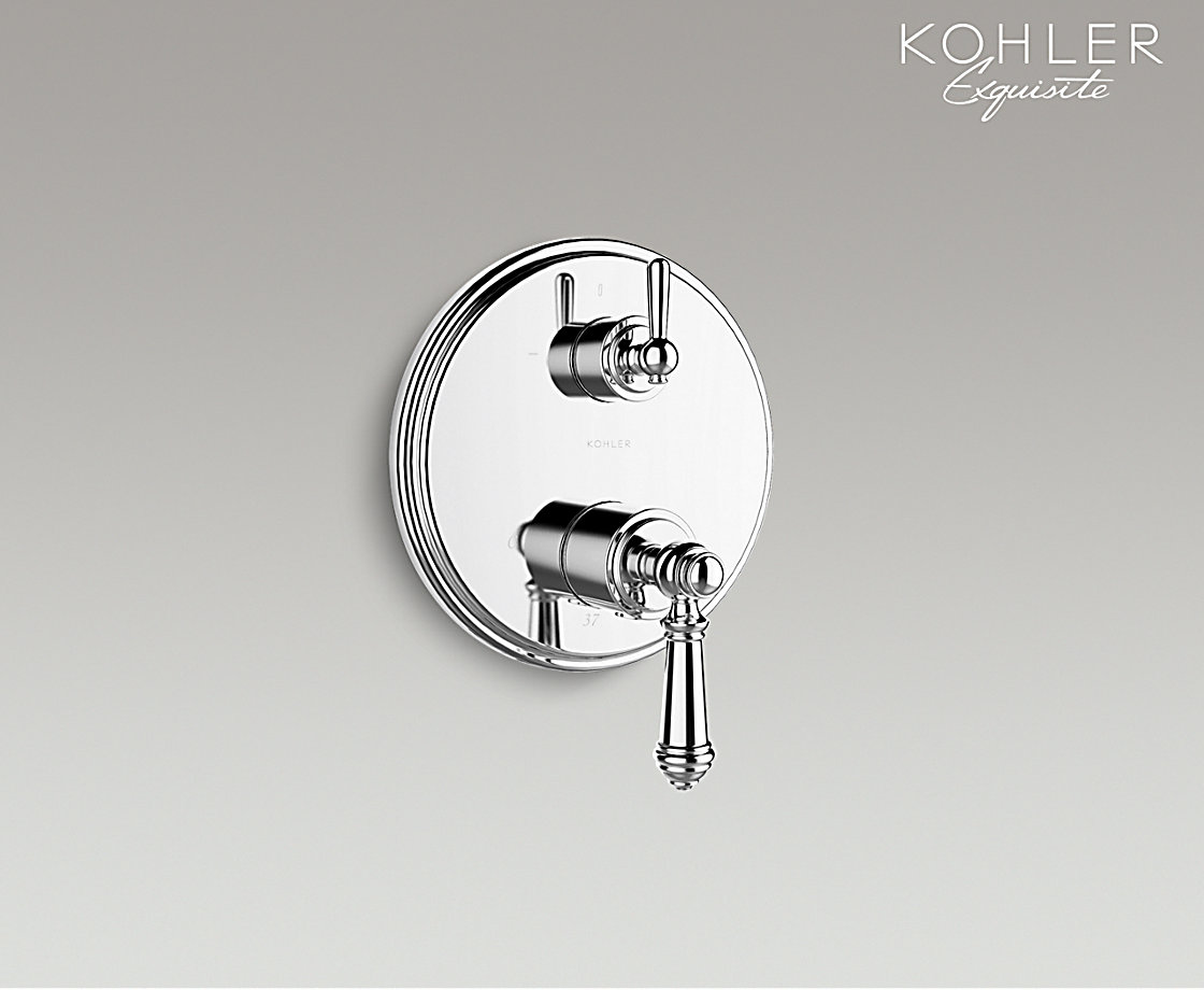 智配阀芯系列 智配 圆形恒温入墙式浴缸花洒阀芯及面板（雅蒂诗把手）