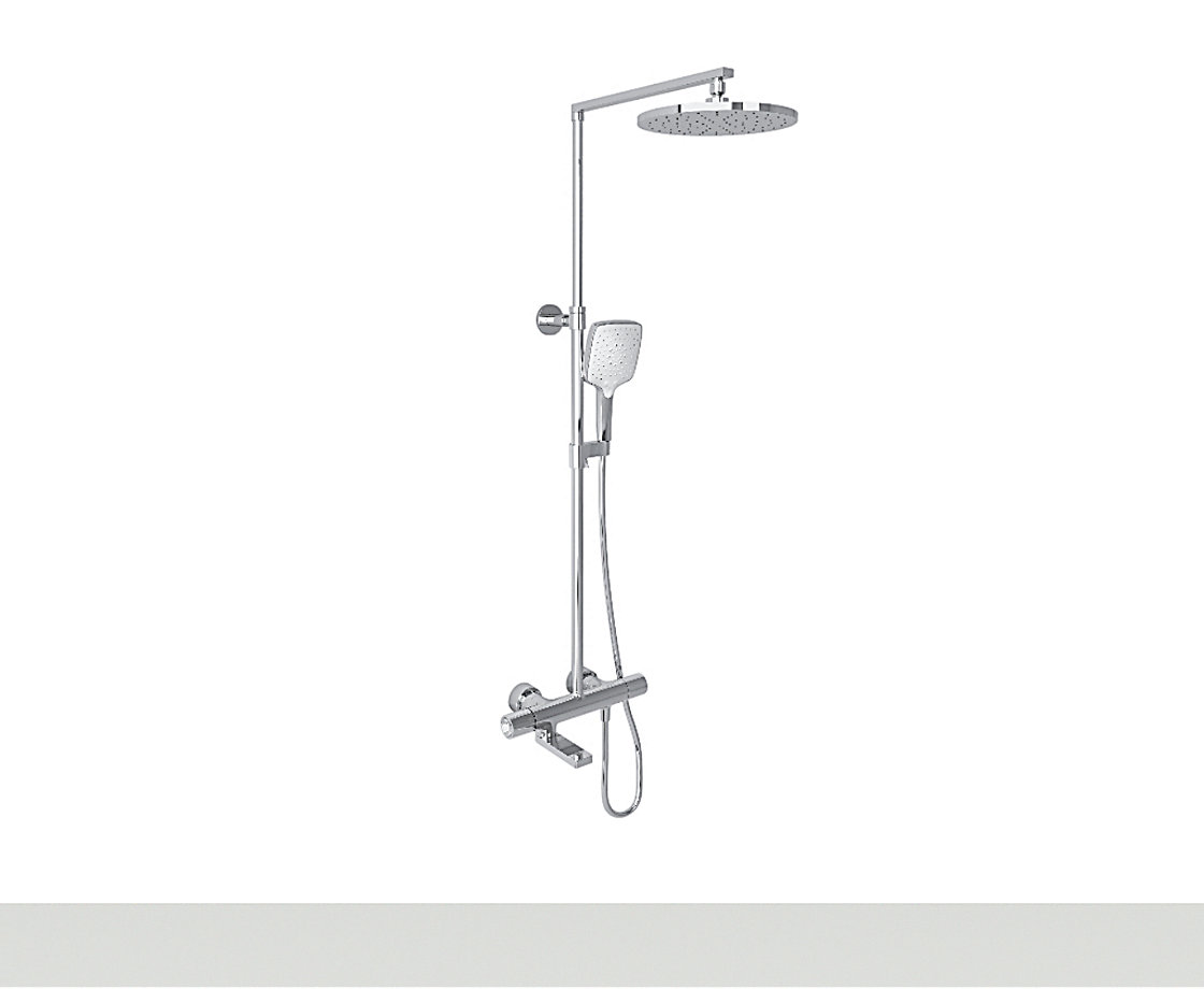 柏诗恒温三出水淋浴柱硬管连接