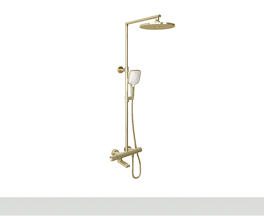 柏诗恒温三出水淋浴柱硬管连接