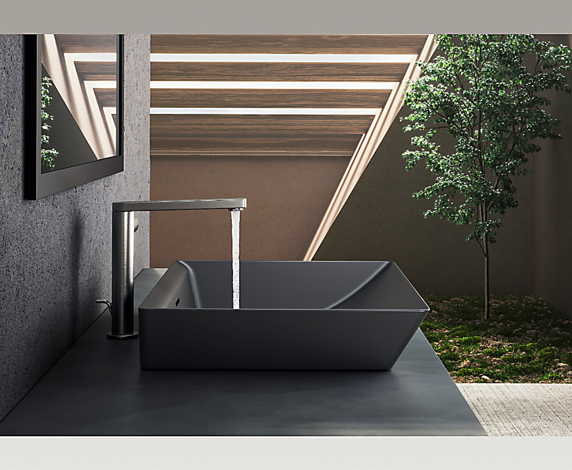 凌越长方形时尚台盆（亚光黑，不带龙头档）