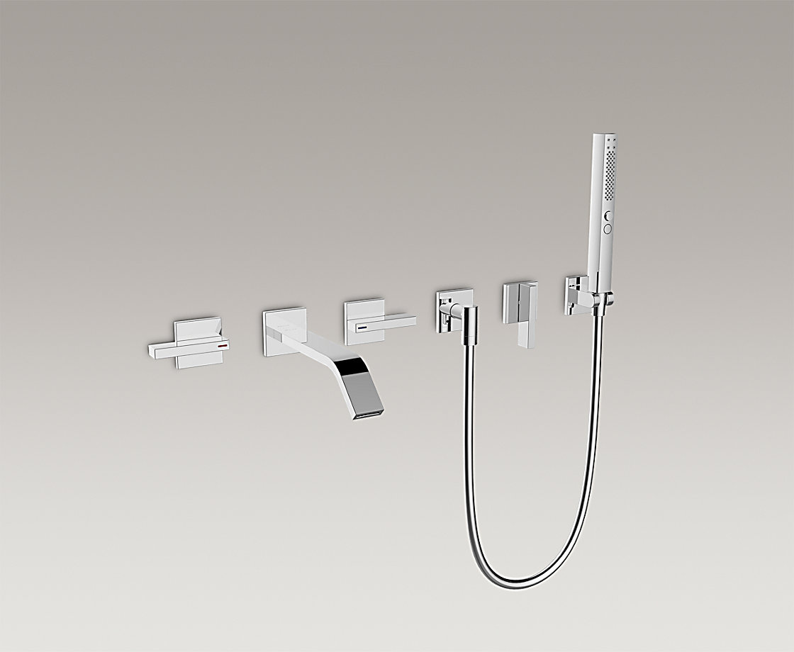 LOURE®萝瑞六孔式墙出水浴缸花洒龙头