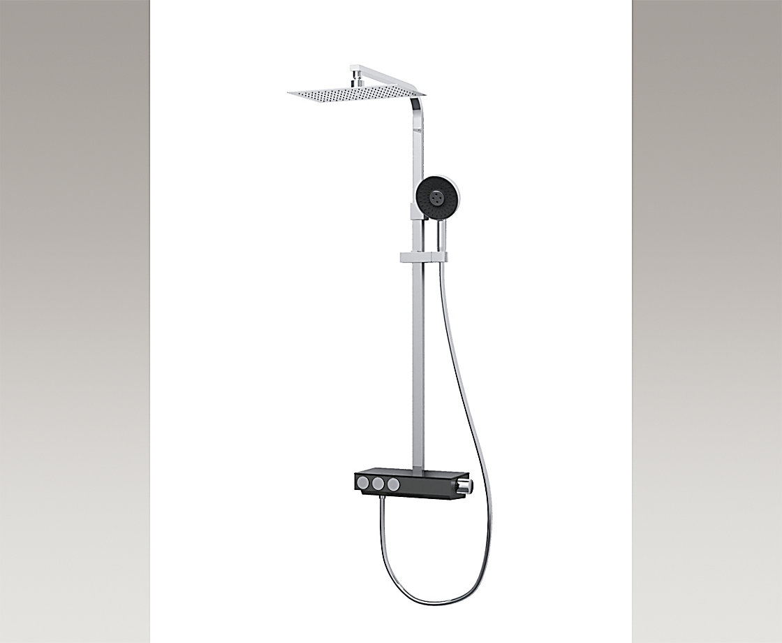 艾贝灵控恒温 三出水淋浴柱 – 单功能头顶花洒